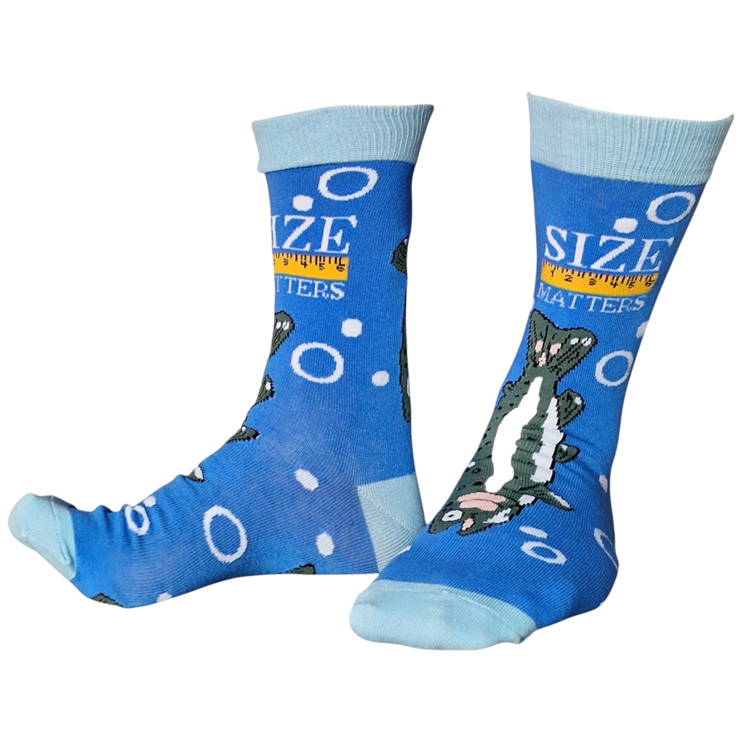 Leaping Salmon Fishing Fisherman Gift "Size Matters" Mens Blue Socks & Wax Melts Gift Set