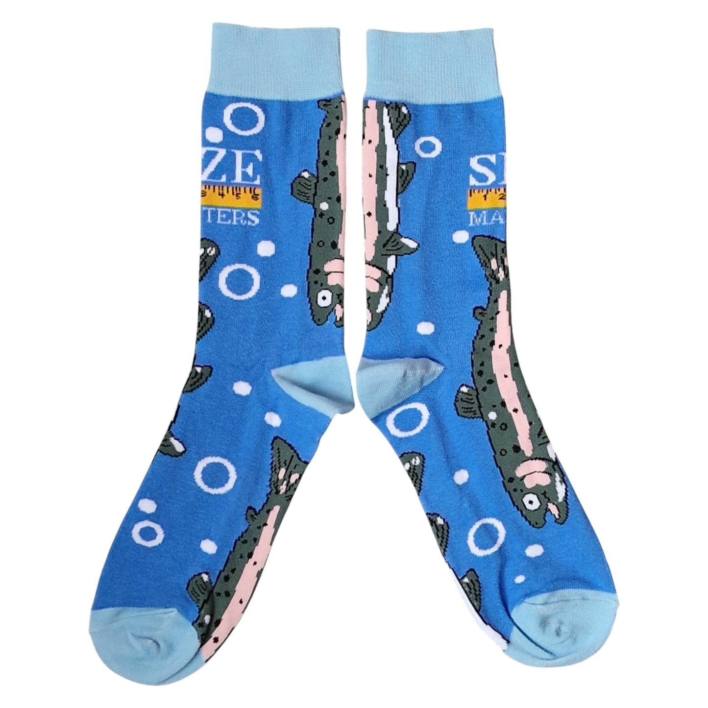 Leaping Salmon Fishing Fisherman Gift "Size Matters" Mens Blue Socks & Wax Melts Gift Set