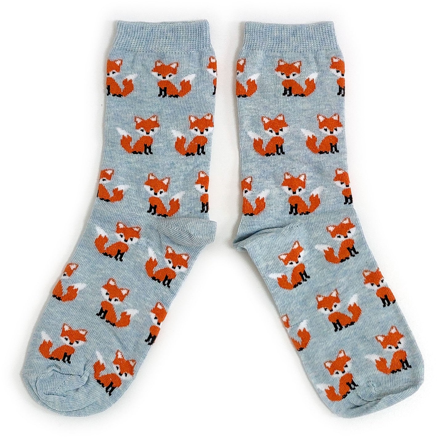 Pastellblaue Socken „Skulk Of Orange Foxes“ für Damen
