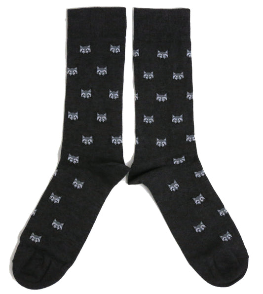 Silver Fox / Grey Wolf Wearing Spectacles Midnight Blue Mens Socks