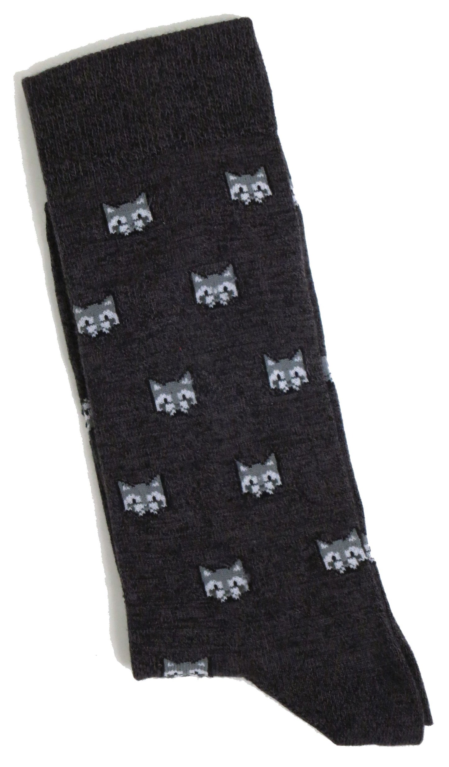 Silver Fox / Grey Wolf Wearing Spectacles Midnight Blue Mens Socks