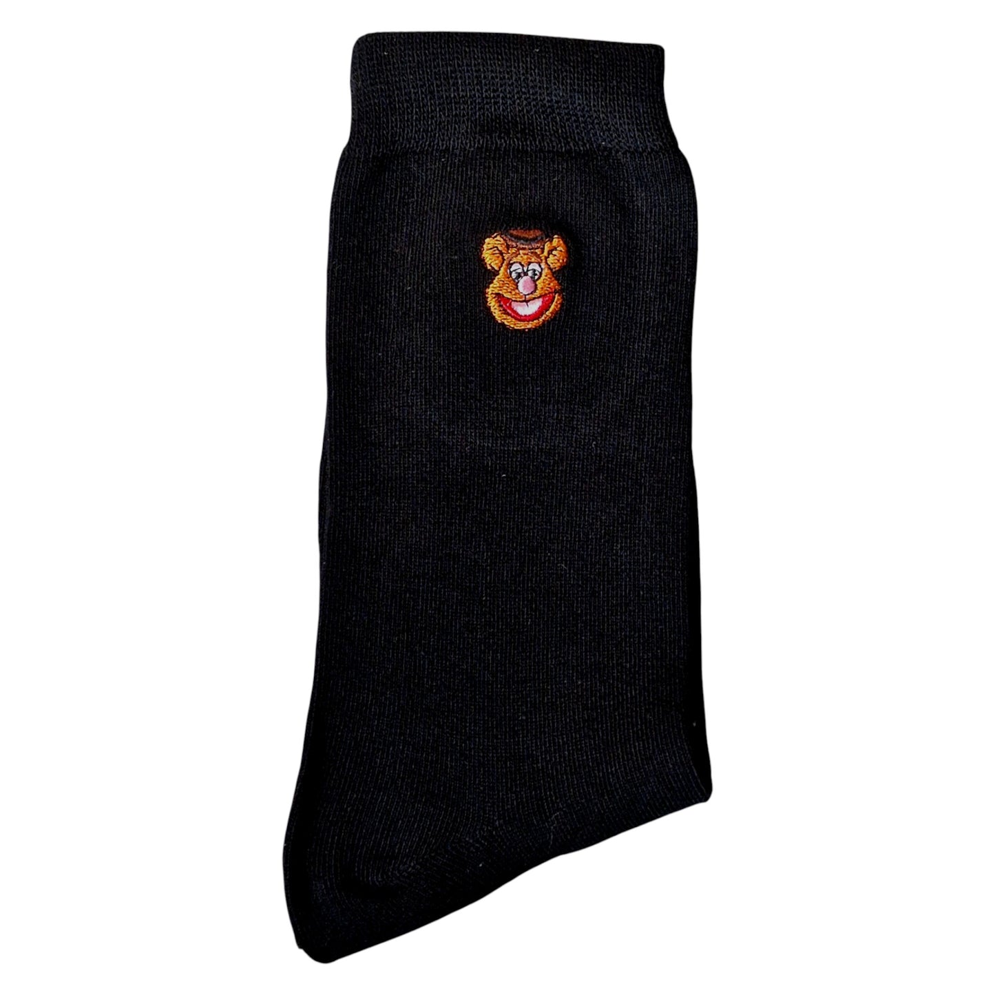 Fozzie Bear Embroidered Face Muppet Show Mens Sock Shack Black Socks