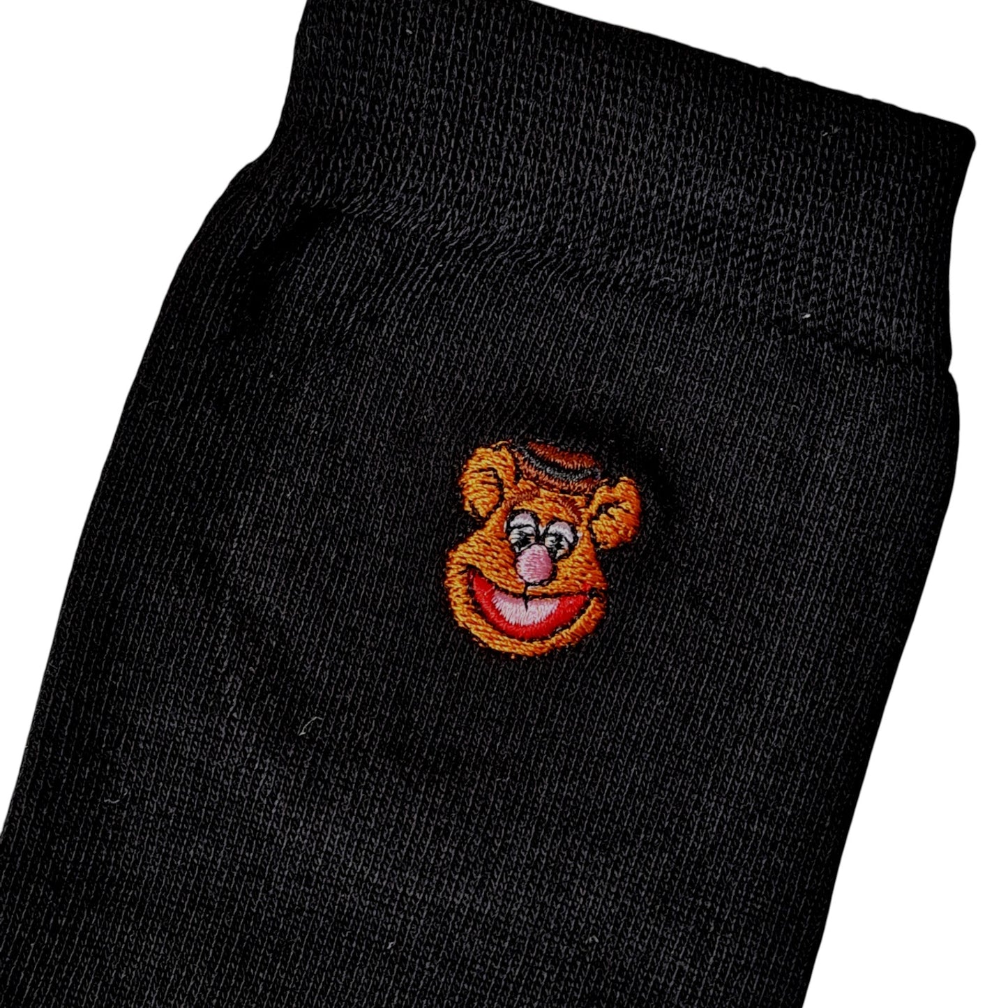 Fozzie Bear Embroidered Face Muppet Show Mens Black Socks & Wax Melts Gift Set