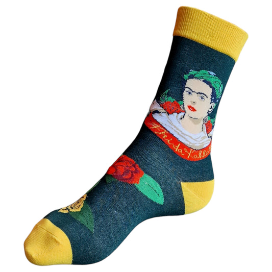 Frida Kahlo Green & Yellow Floral Ladies Socks