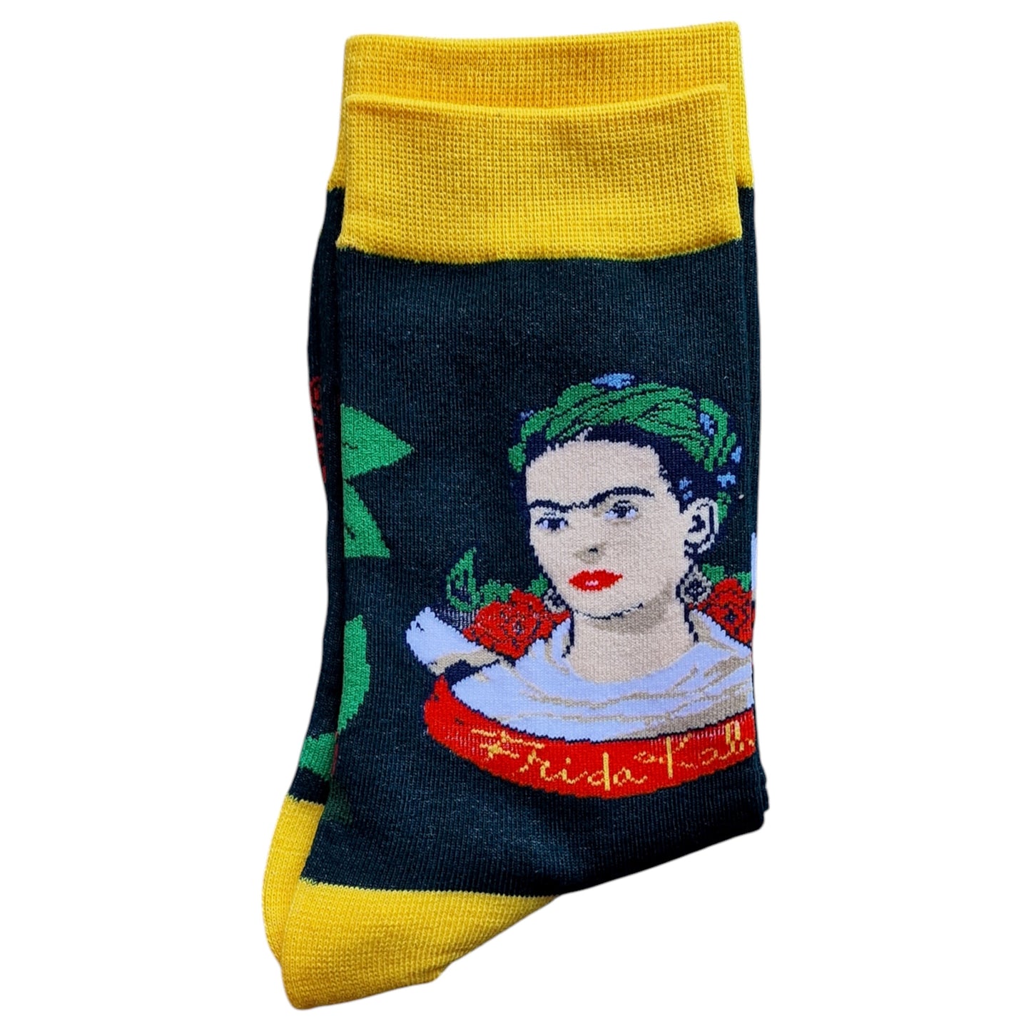 Frida Kahlo Green & Yellow Floral Ladies Socks