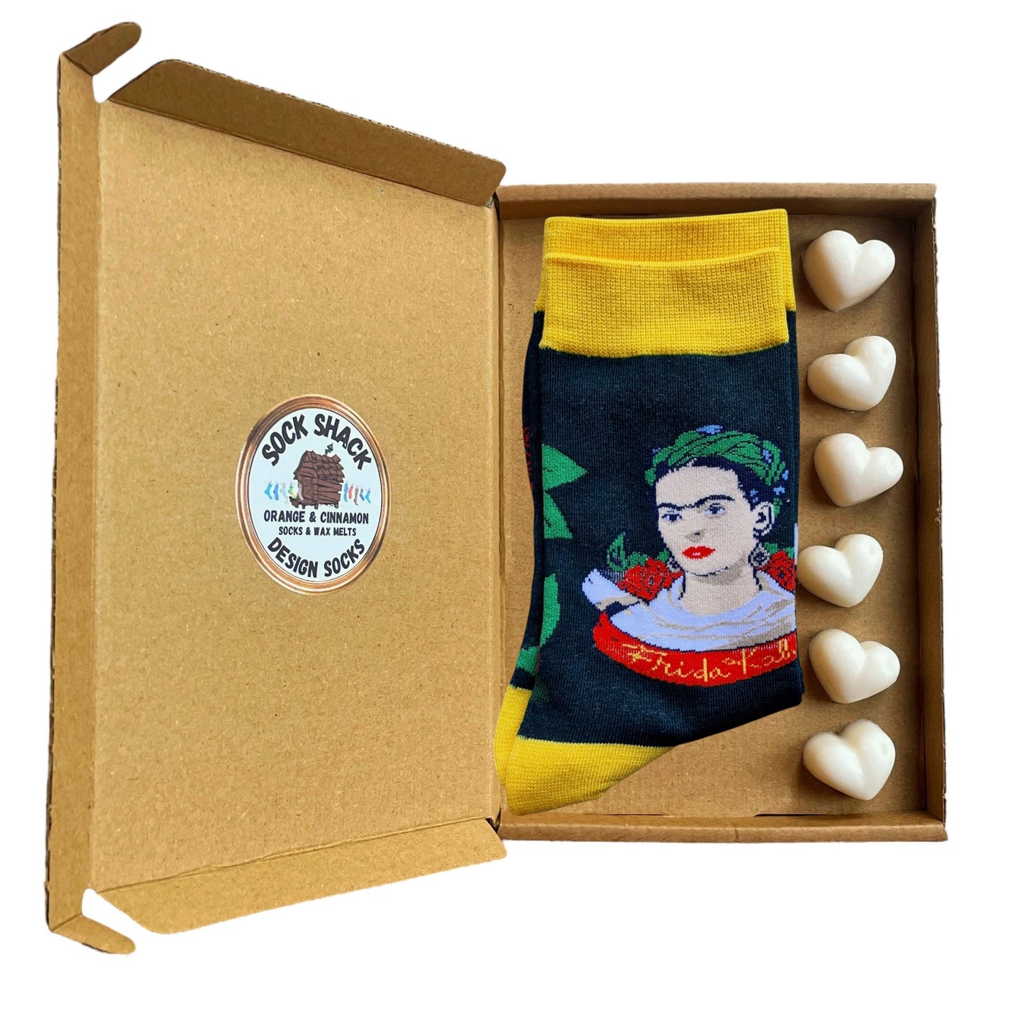 Frida Kahlo Green & Yellow Floral Ladies Socks & Wax Melts Gift Set