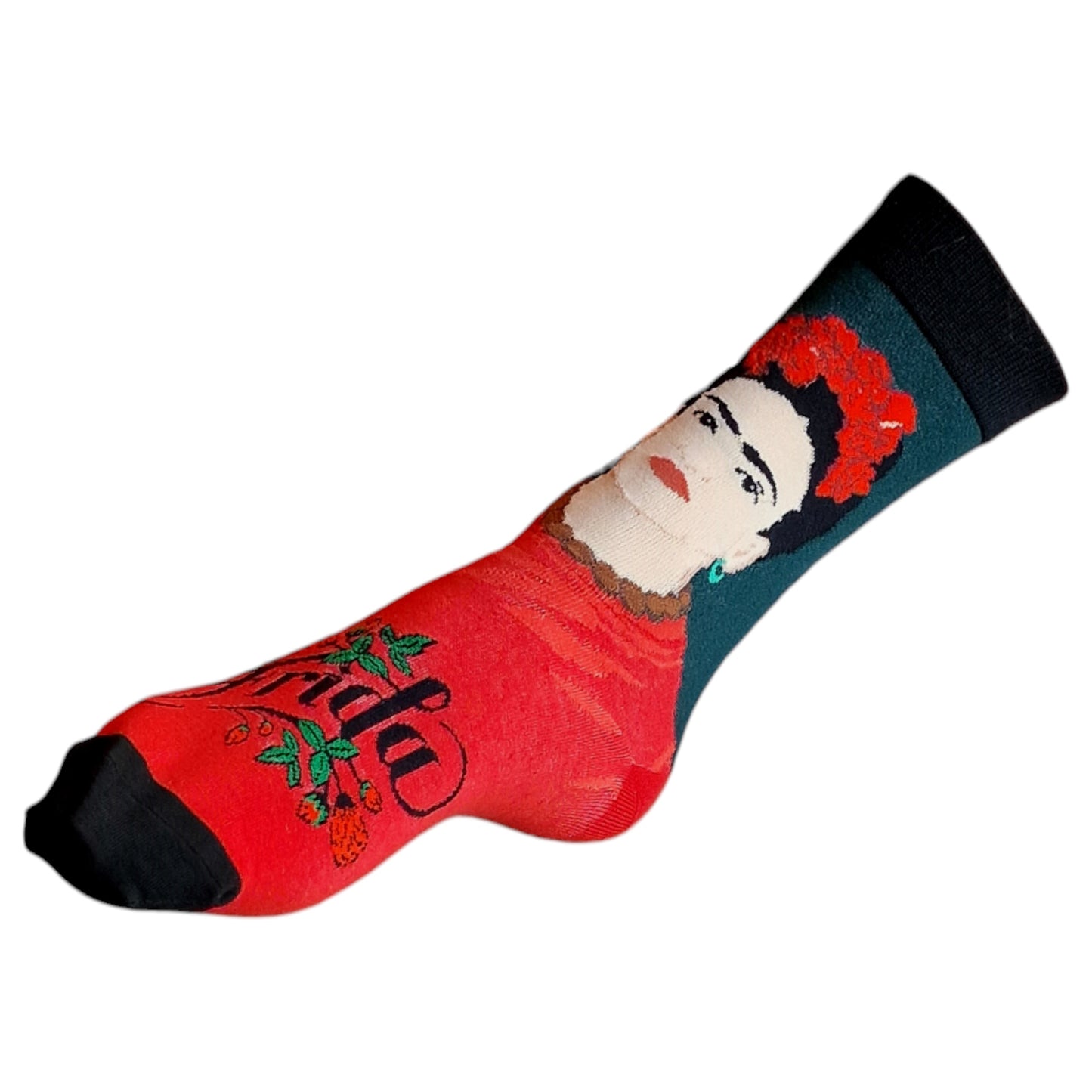 Frida Kahlo Green & Red Floral Ladies Artist Socks & Wax Melts Gift Set
