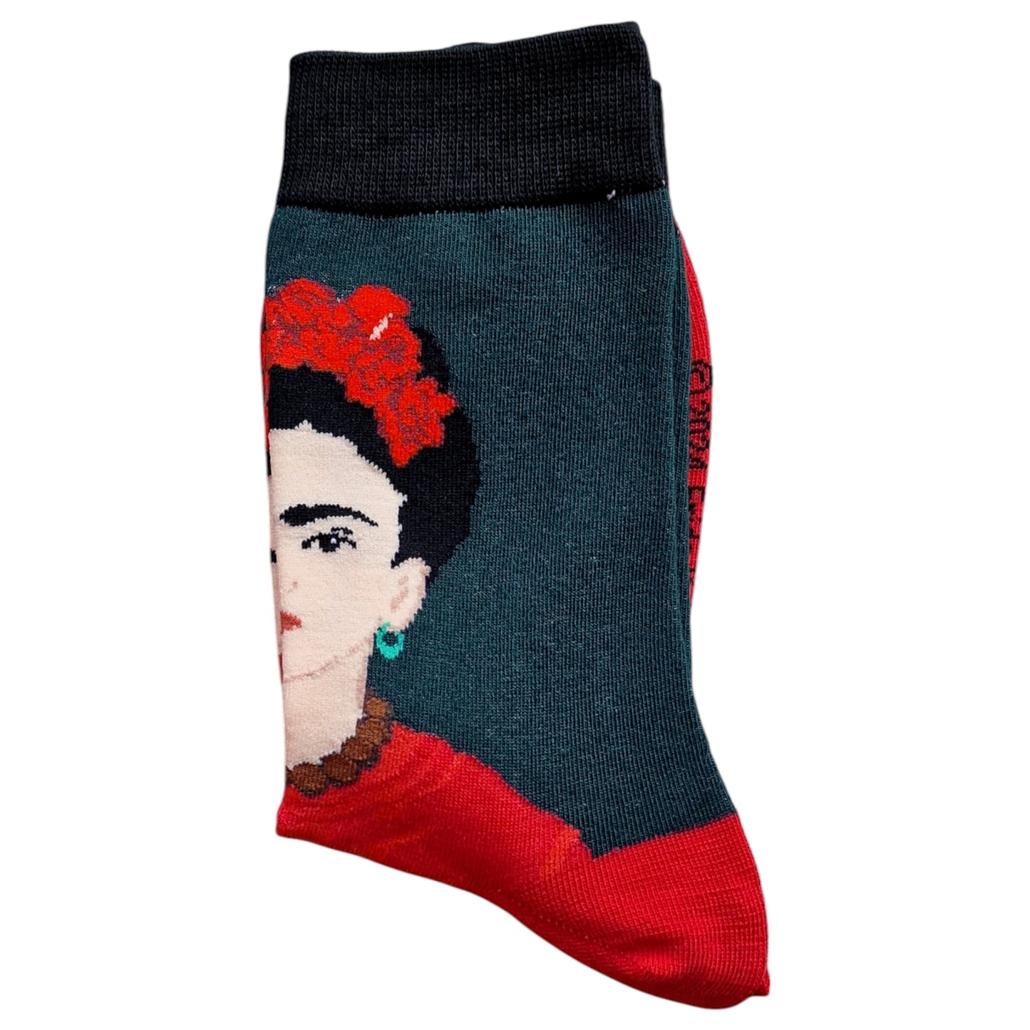 Frida Kahlo Green & Red Floral Ladies Artist Socks