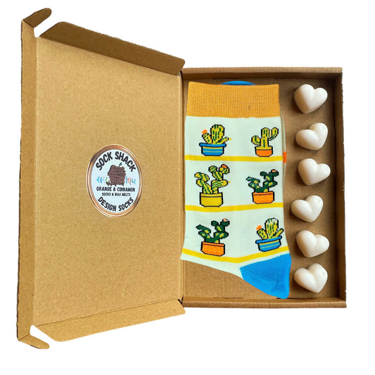 Prickly Humour "What the Fucculent?" Ladies Socks & Wax Melts Gift Set