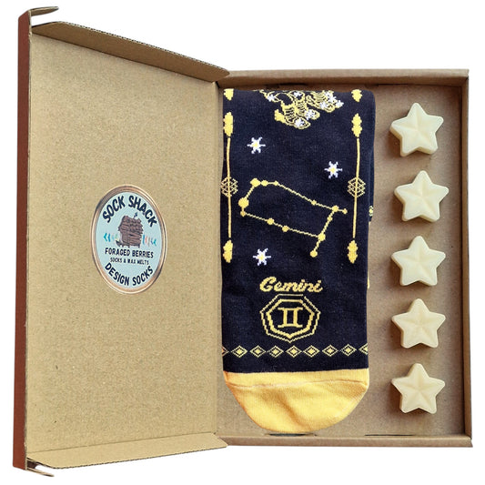 Gemini Birthday May 21-Jun 20 Zodiac Star Sign Ladies Socks & Wax Melts Gift Set