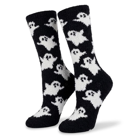 Spooky Ghost Paranormal Mens Black & White Warm Winter Cosy Bed Socks
