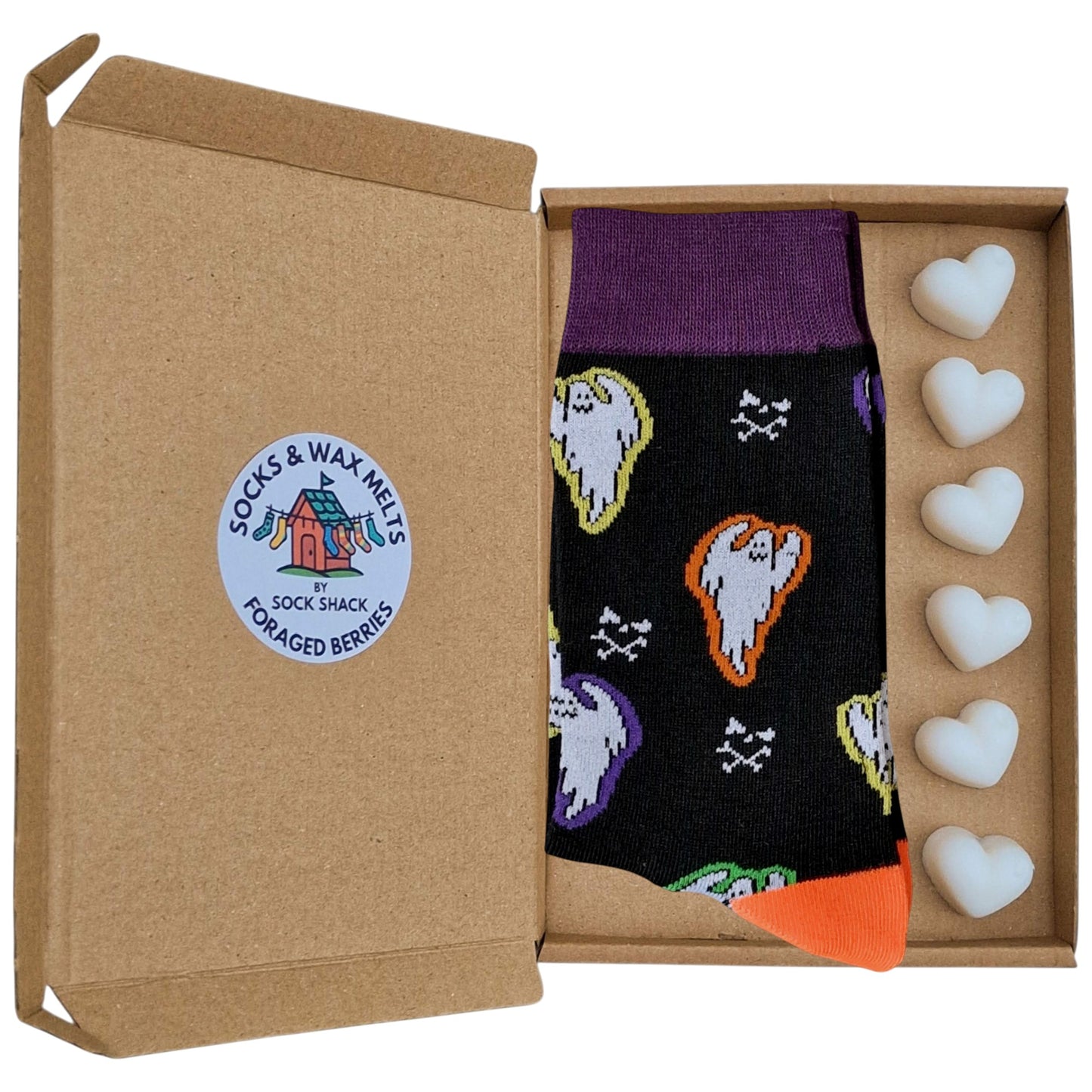 Colourful Ethereal Glowing Phantoms Ghosts In Sheets Mens Black Socks & Wax Melts Gift Set