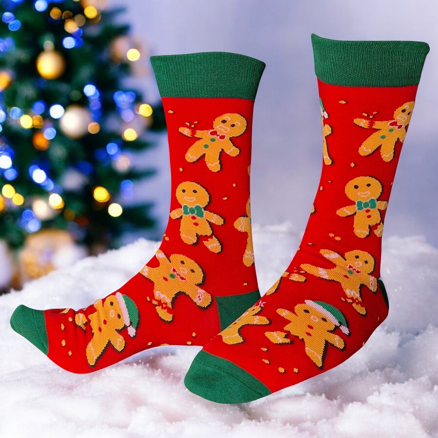 Oh Snap Gingerbread Men With Broken Legs Mens Sock Shack Red Christmas Socks