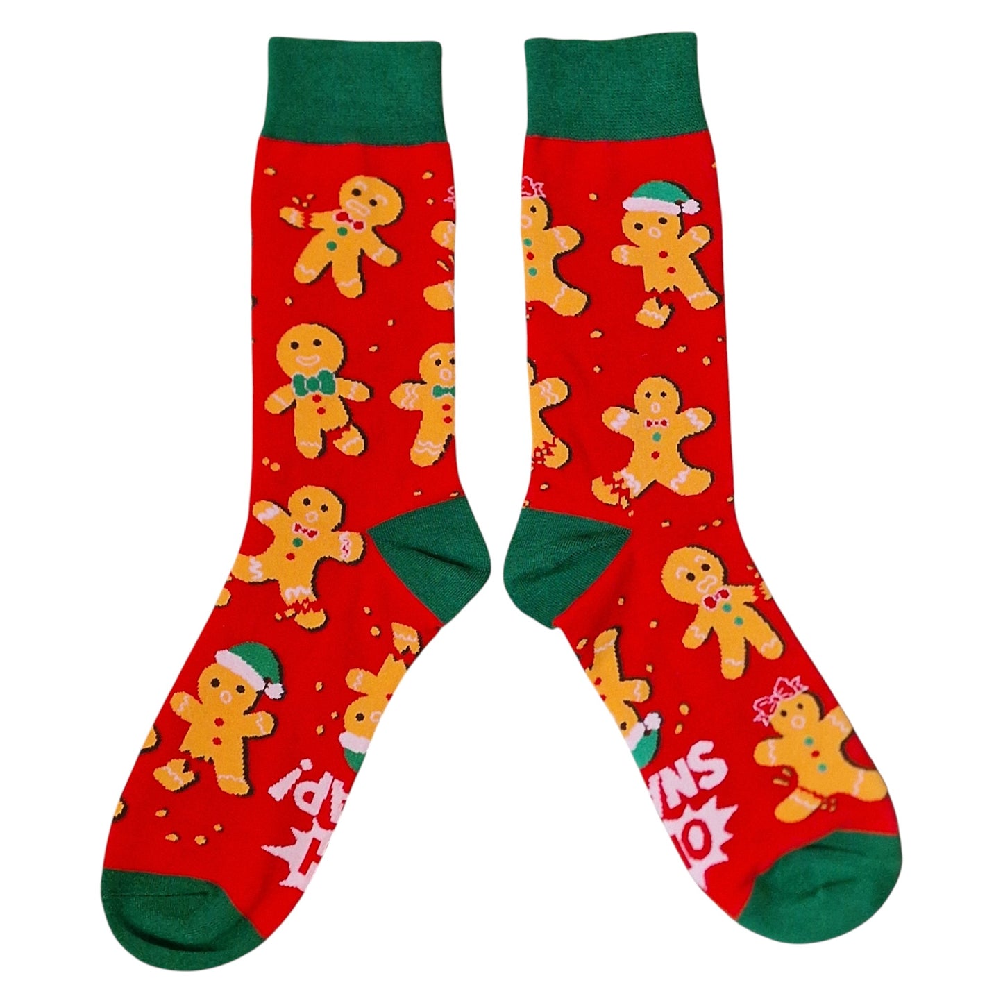 Oh Snap Gingerbread Men With Broken Legs Mens Sock Shack Red Christmas Socks