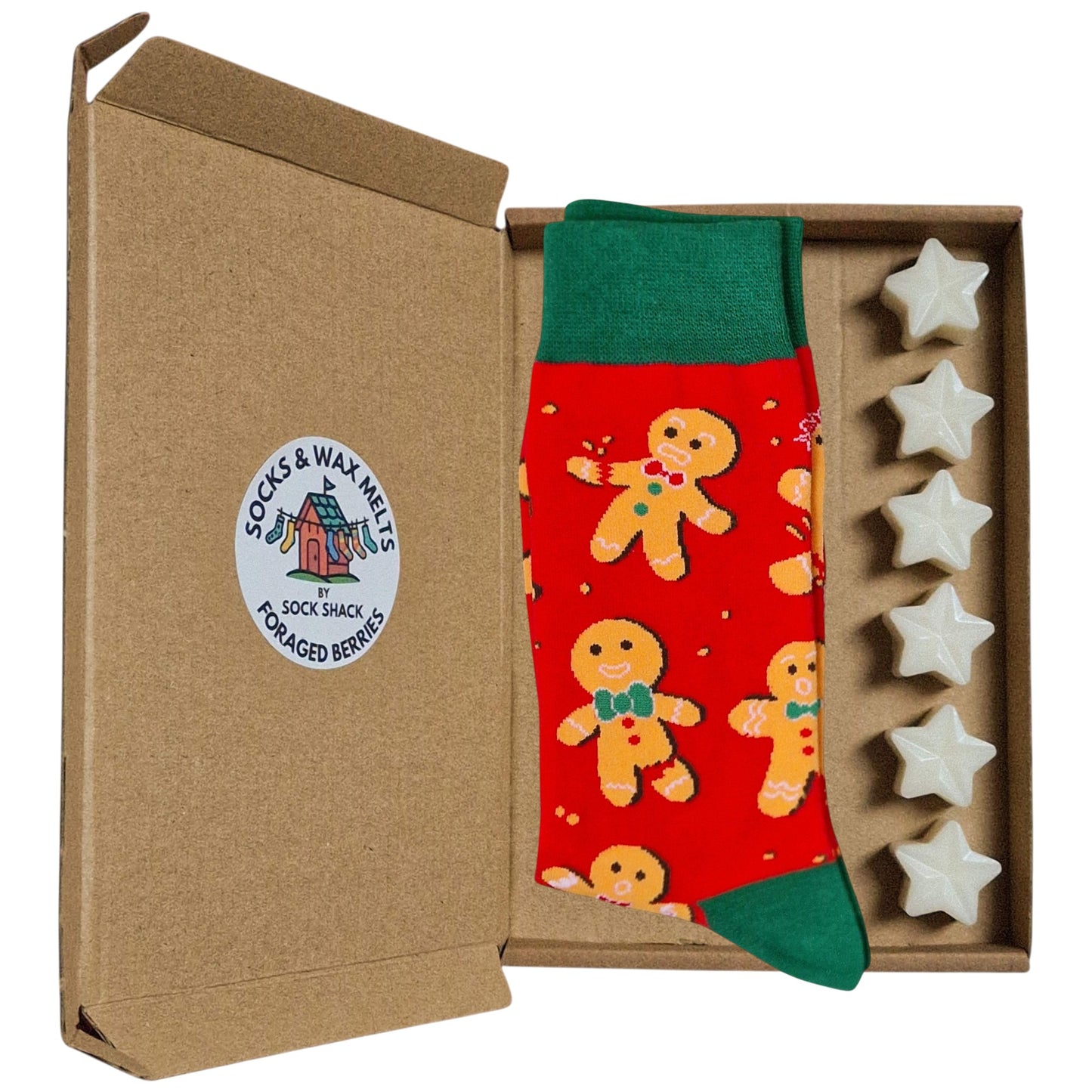 Oh Snap Gingerbread Men With Broken Legs Mens Red Christmas Socks & Wax Melts Gift Set