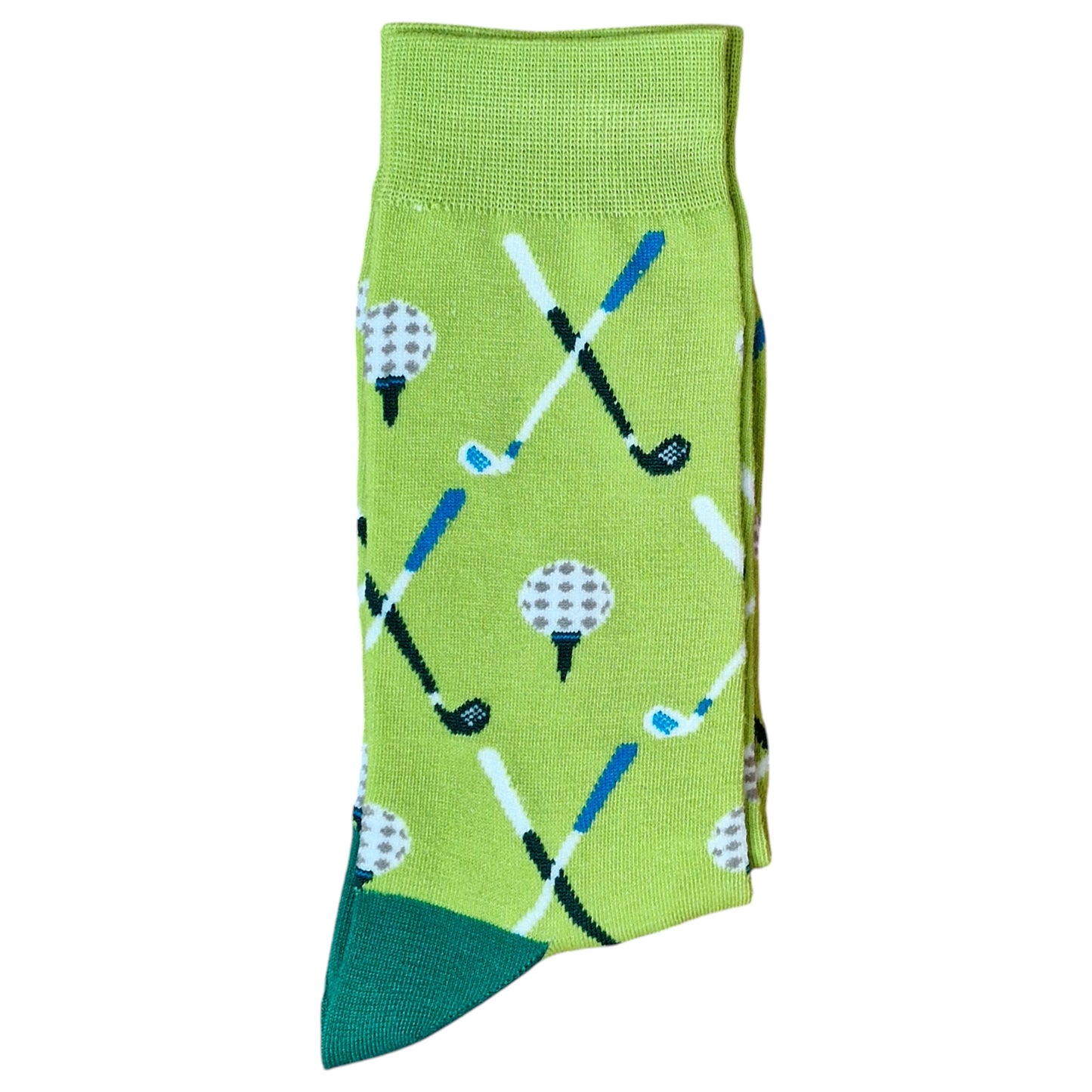 Hole-in-One Hues: Green Fairway With Clubs & Golf Ball Tees Mens Socks