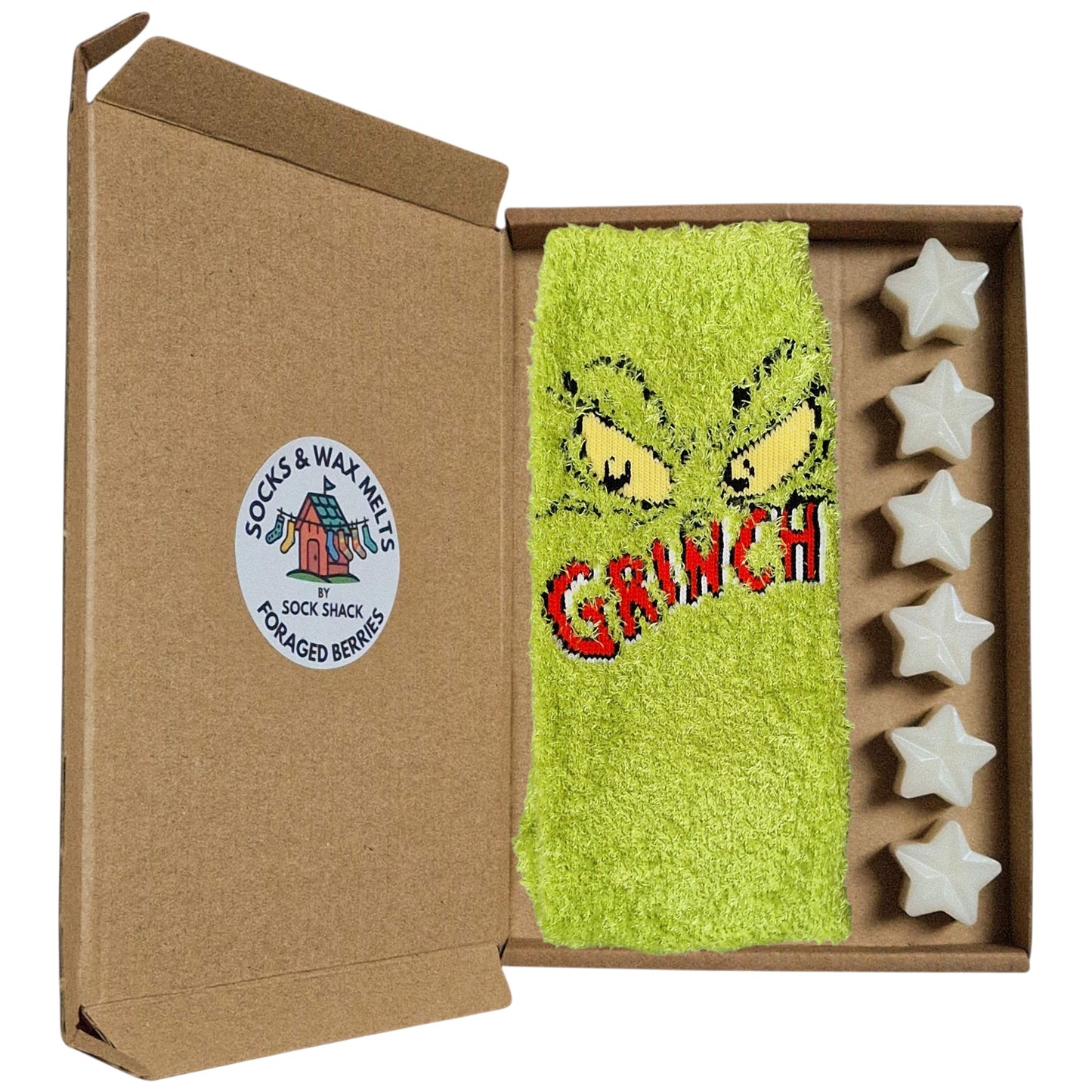 The Grinch Pair Of Peeping Eyes Bright Green Cosy Soft Ladies Socks & Wax Melts Gift Set