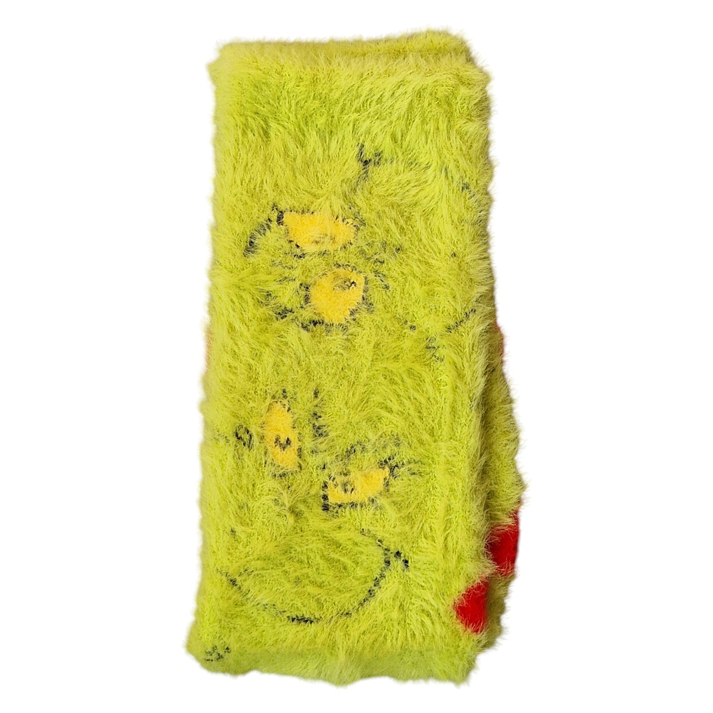 The Grinch Faces All Over Bright Green Fluffy Ladies Sock Shack Gripper Socks