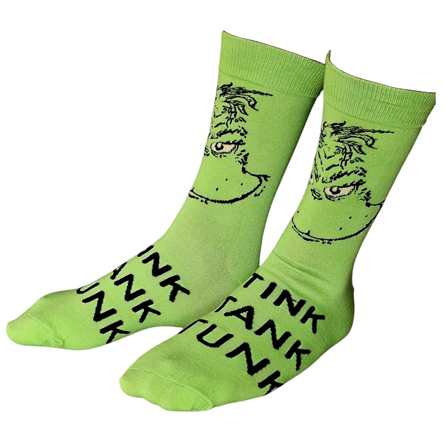 Stink Stank Stunk Green Grinch Christmas Phrase Mens Sock Shack Socks