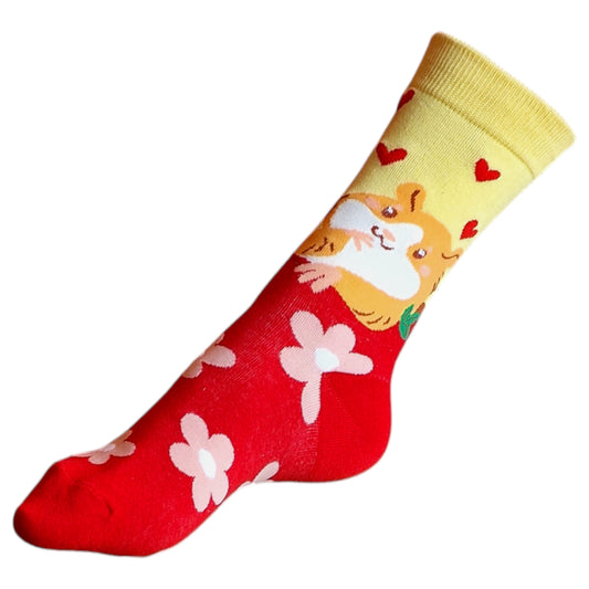 Guinea Pig Love Hearts Cavy Flowers Ladies Socks