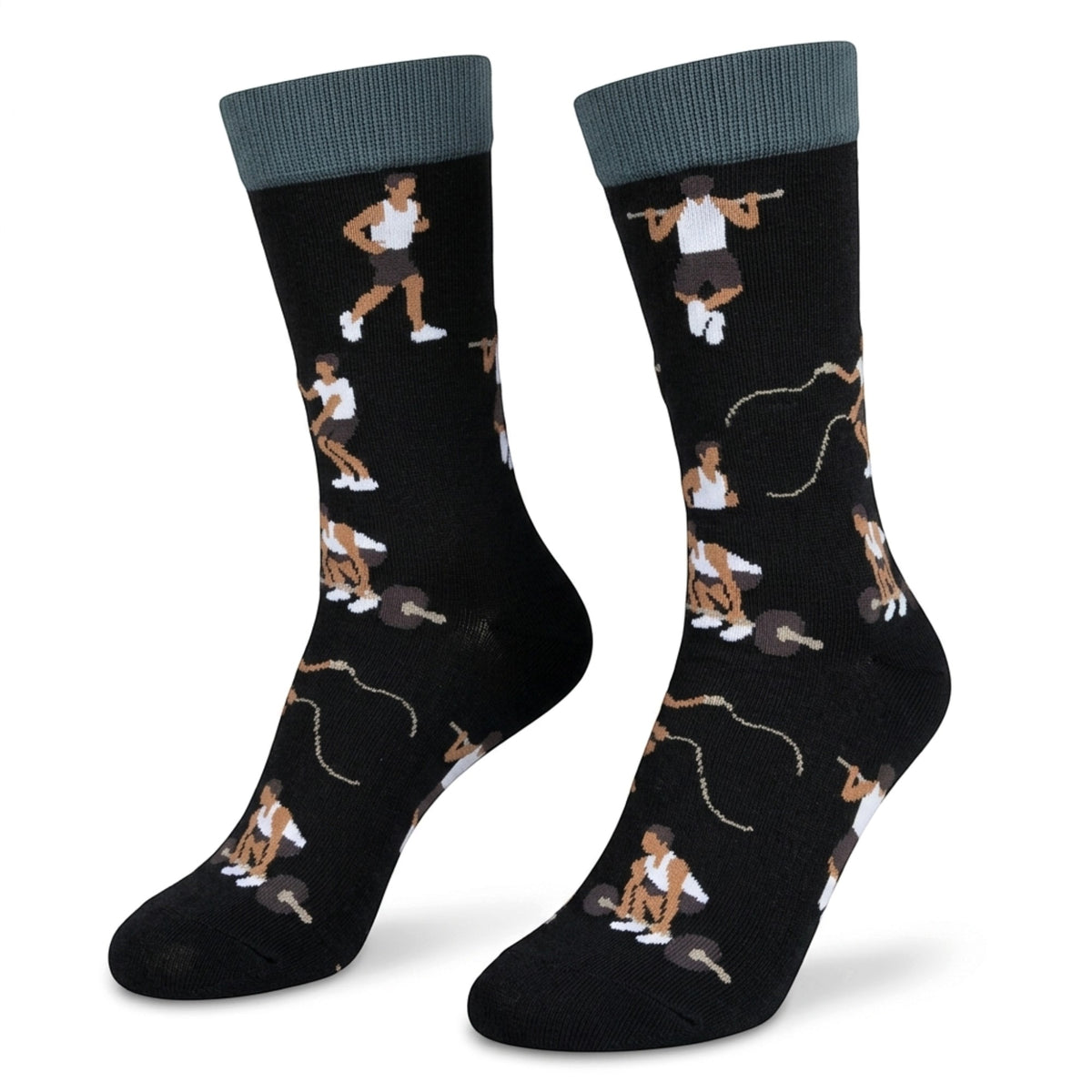 Pull Ups, Running & Battle Ropes Gym Lover Workout Mens Black Socks