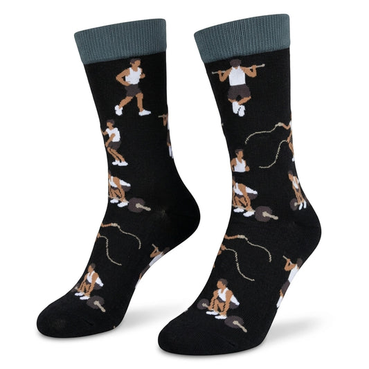 Pull Ups, Running & Battle Ropes Gym Lover Workout Mens Black Socks
