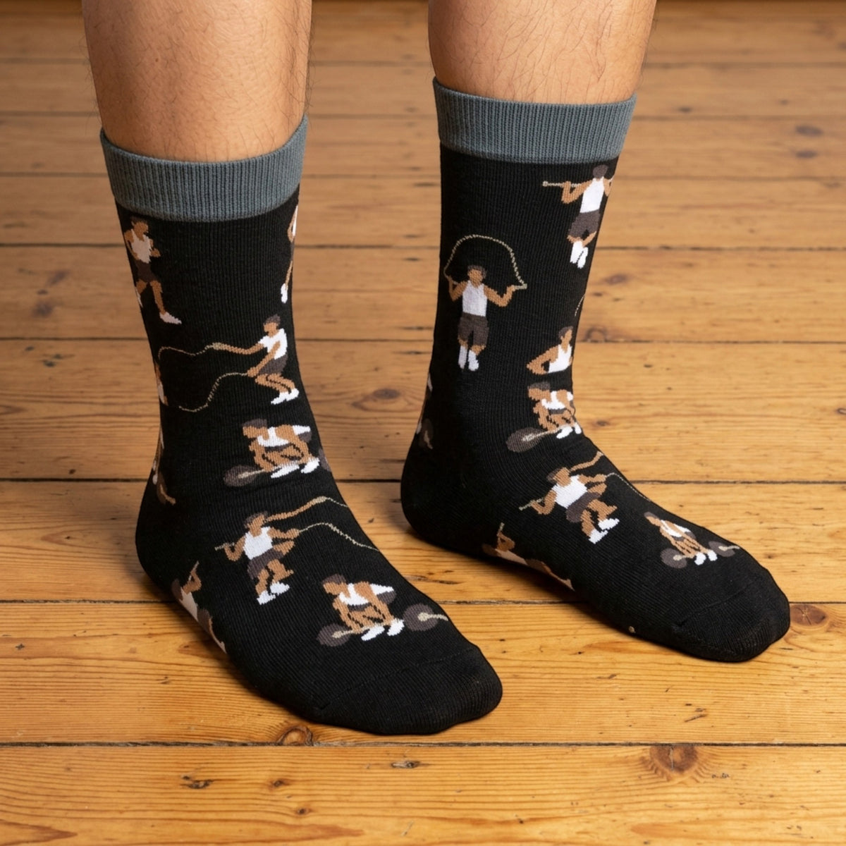 Pull Ups, Running & Battle Ropes Gym Lover Workout Mens Black Socks