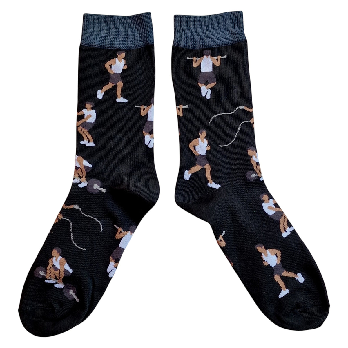 Pull Ups, Running & Battle Ropes Gym Lover Workout Mens Black Socks