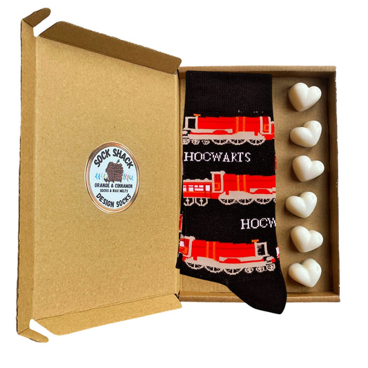 Harry Potter Hogwarts Express Steam Train Railway Mens Socks & Wax Melts Gift