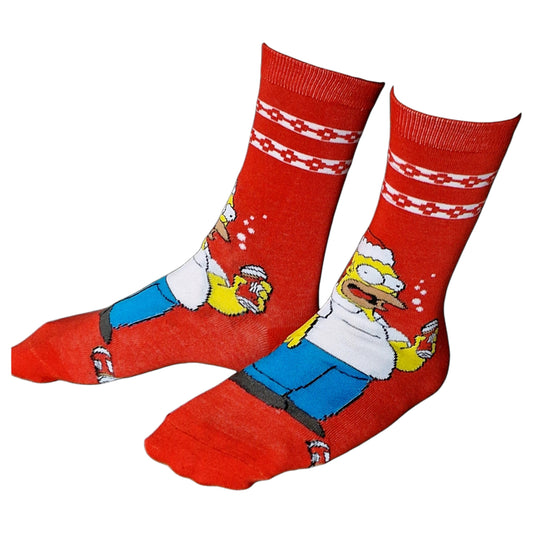 Homer Simpson Santa Beer Can Christmas Mens Red Sock Shack Socks