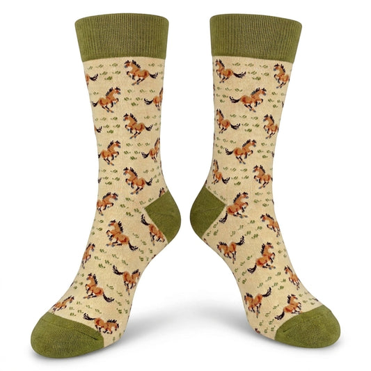 Galloping Field of Arabian Horses Equestrian Ladies Ecru Socks