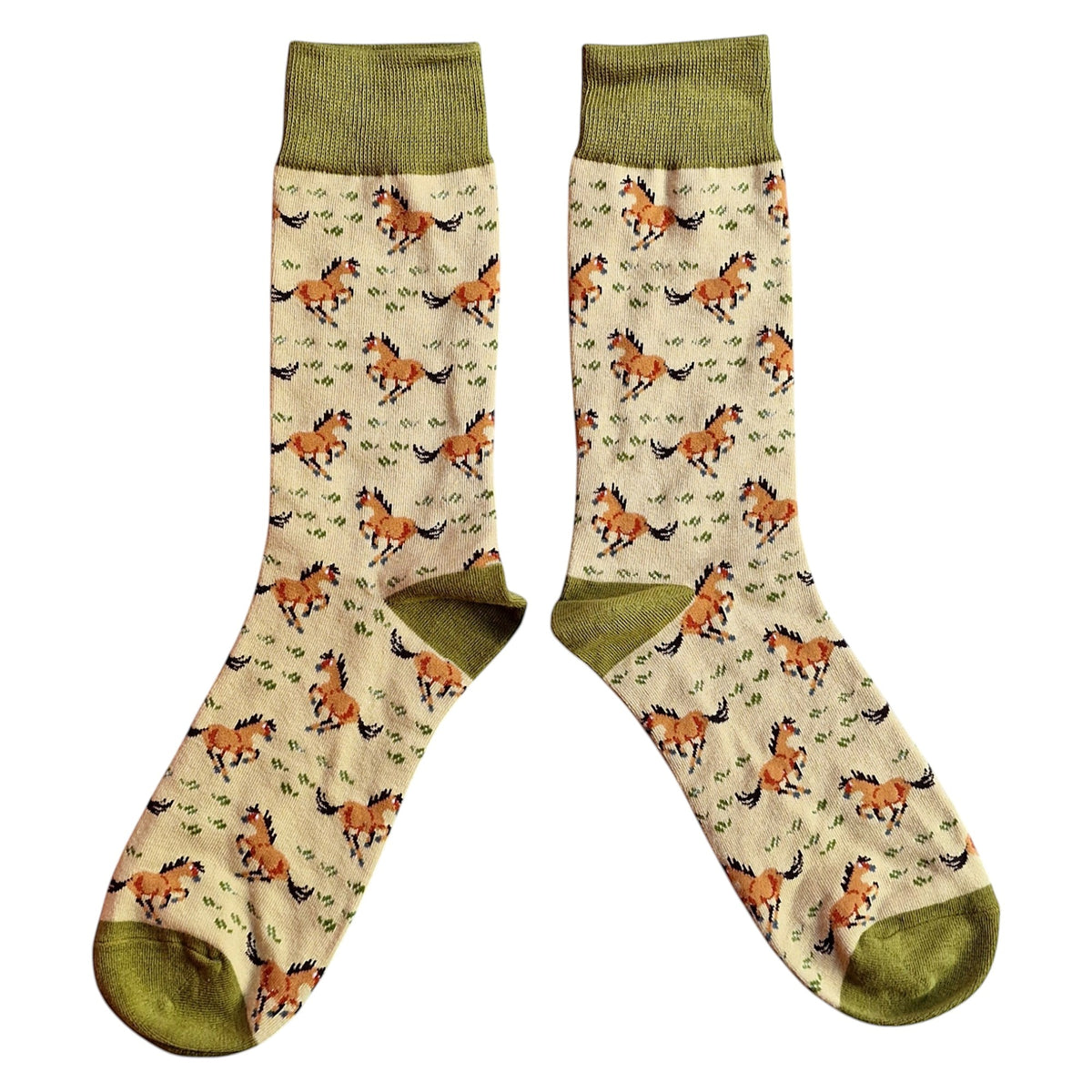 Galloping Field of Arabian Horses Equestrian Ladies Ecru Socks