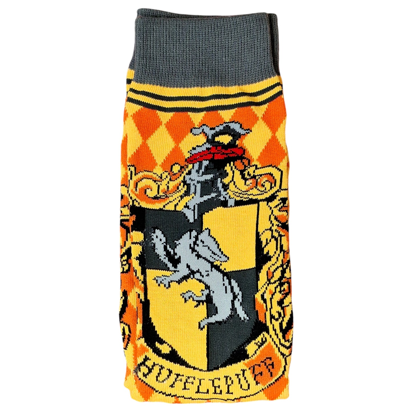 Harry Potter Hufflepuff Loyalty: Canary & Black Badger Crest Ladies Socks