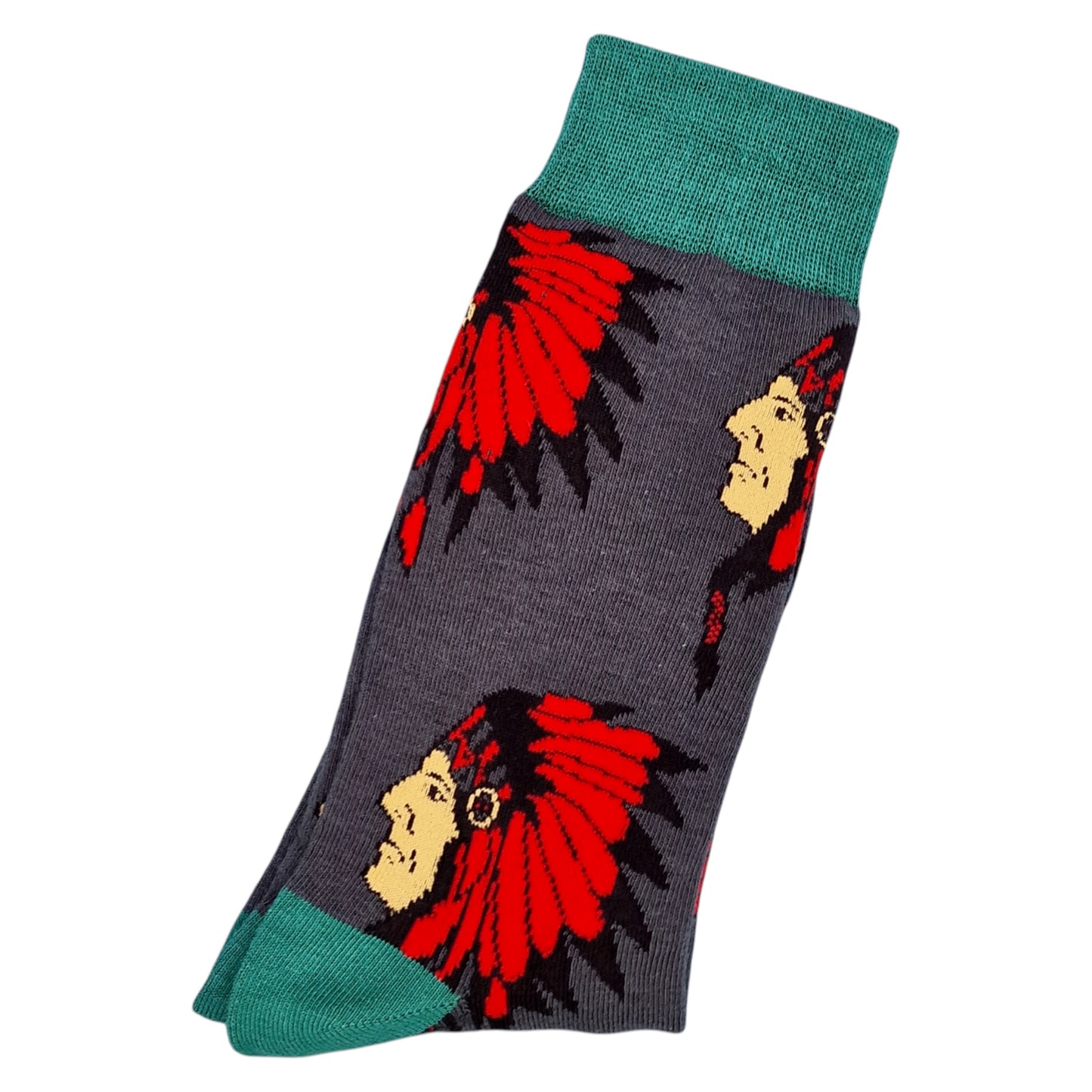 Native American Plains Indian War Bonnet Headdress Mens Grey Sock Shack Socks