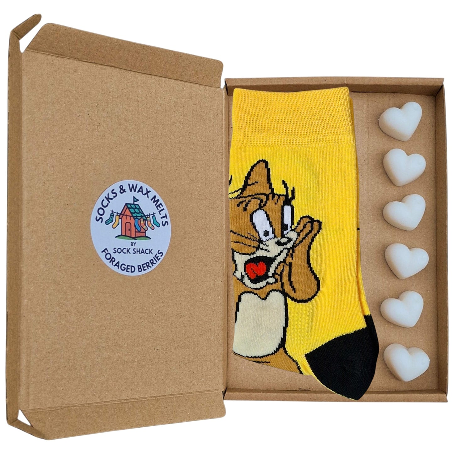 Tom & Jerry Panicking Mouse Cartoon Rodent Mens Yellow Socks & Wax Melts Gift Set