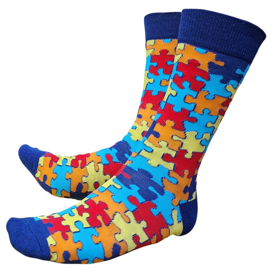 Jigsaw Enthusiast Prismatic Colourful Puzzle Lover Ladies Blue Socks