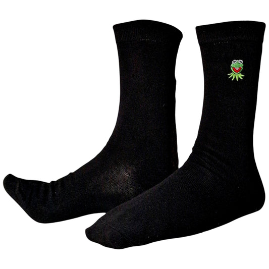 Kermit The Frog Embroidered Face Muppet Show Mens Sock Shack Black Socks
