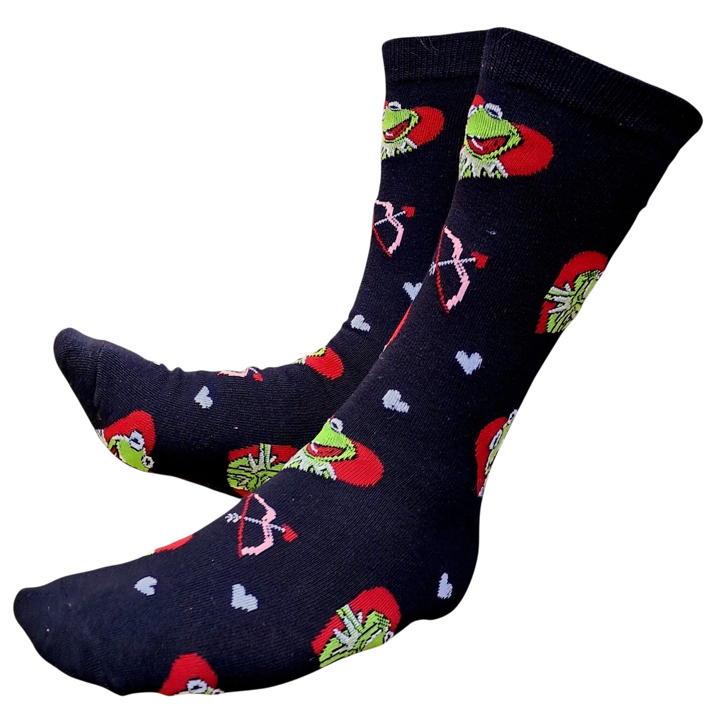 I Love Kermit The Frog Muppet Show Romantic Hearts Mens Black Socks