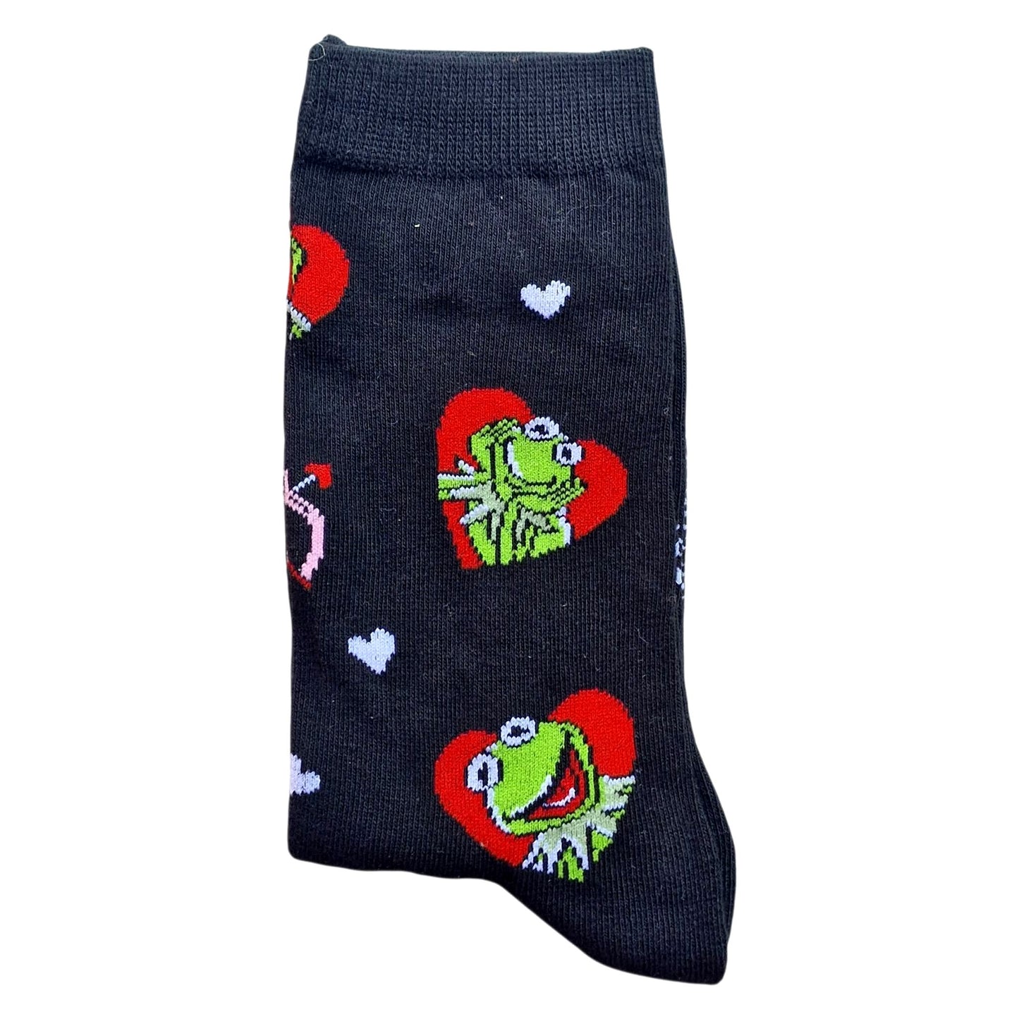 I Love Kermit The Frog Muppet Show Romantic Hearts Mens Black Socks