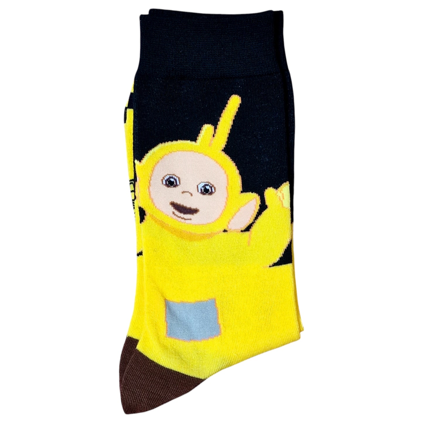 Teletubbies Laa-Laa: Bringing Sunshine Yellow Hugs Mens Black Socks
