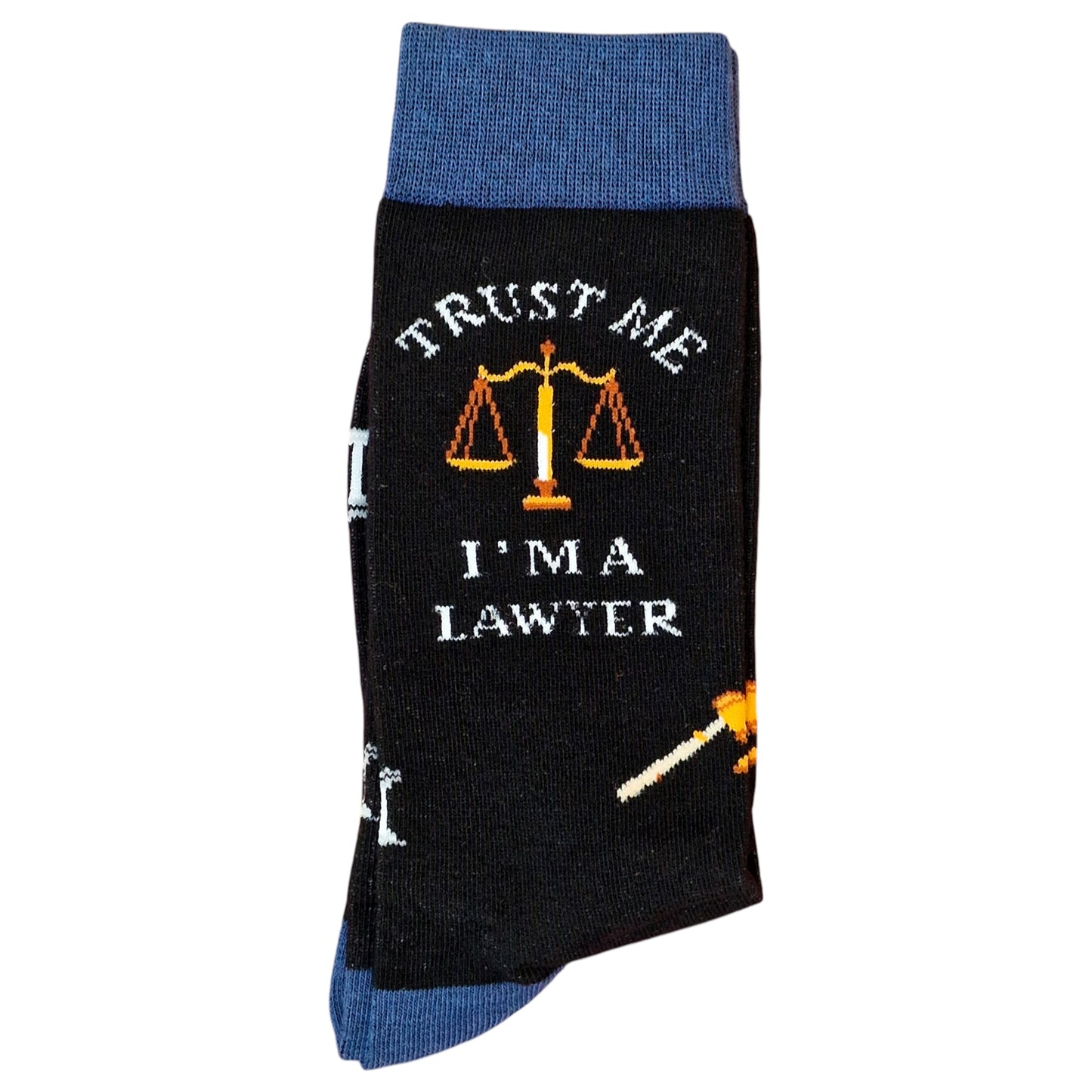 Legal Eagle Solicitor: "Trust Me" Lawyer Scales & Gavel Black Mens Socks