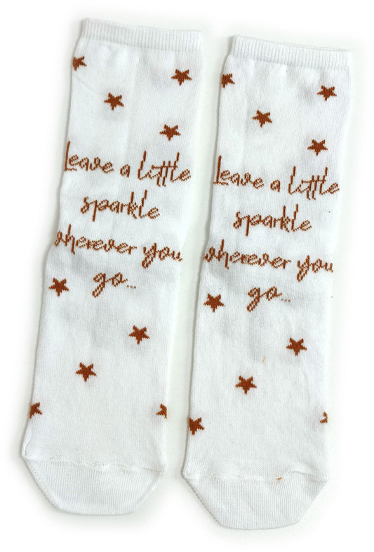 White Stars Leave a Little Sparkle Ladies Socks