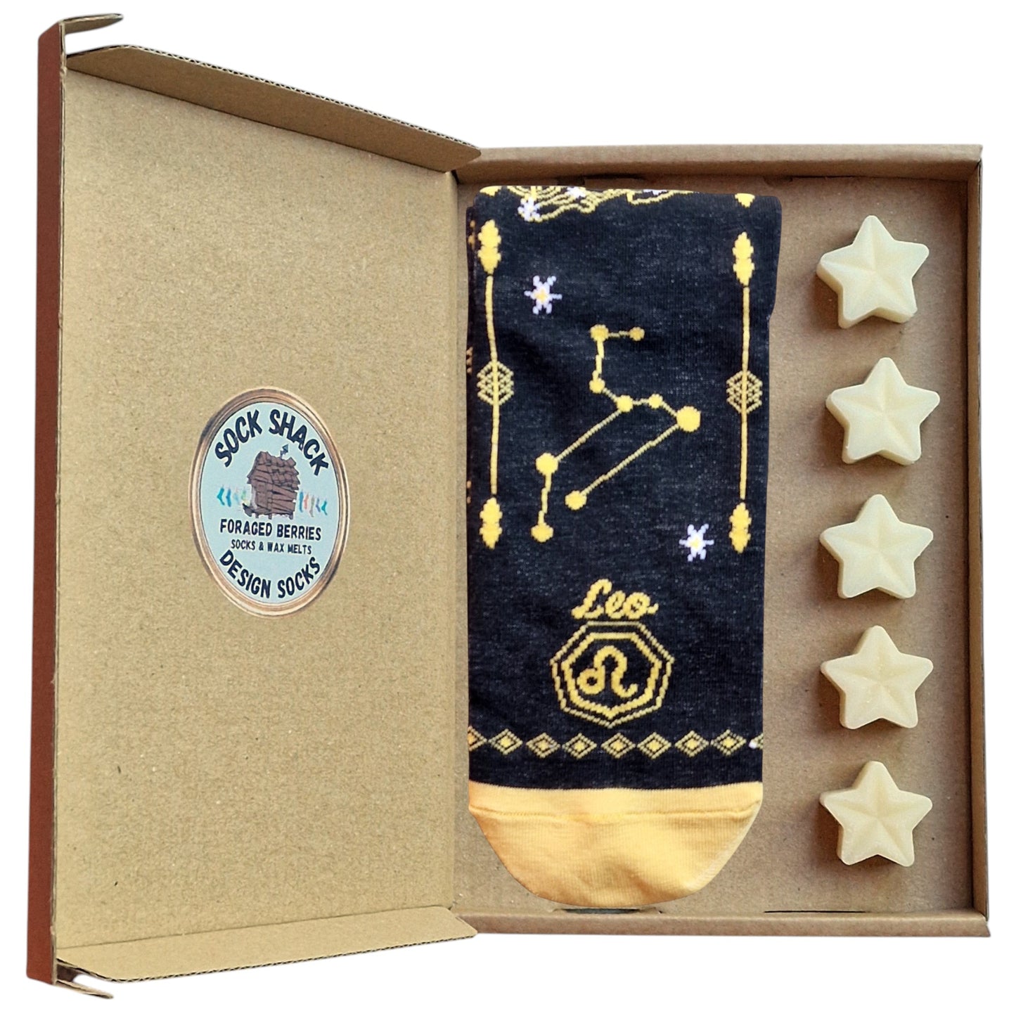 Leo Birthday Jul 23-Aug 22 Zodiac Star Sign Ladies Socks & Wax Melts Gift Set