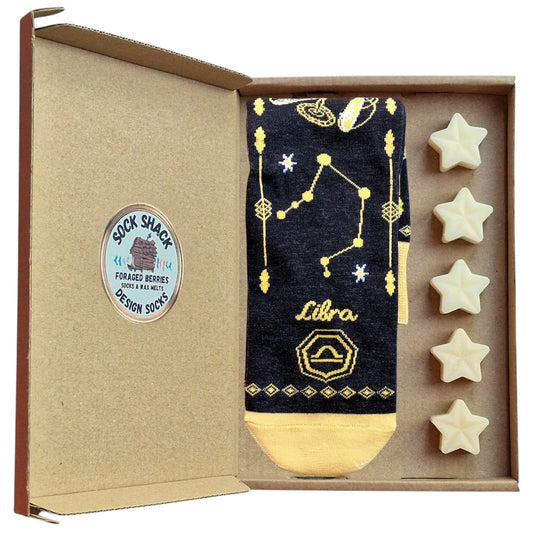 Libra Birthday Sep 23-Oct 22 Zodiac Star Sign Ladies Socks & Wax Melts Gift Set