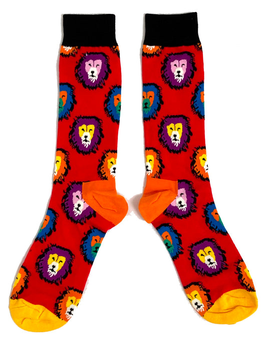 Red Lion Pride Of Lions Bright Rainbow Mens Socks