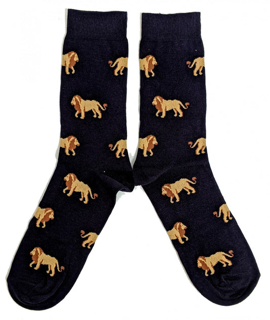Marineblaue Socken mit Löwenmotiv für Herren