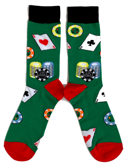 Roulette Wheel Cards Lucky Green Mens Socks