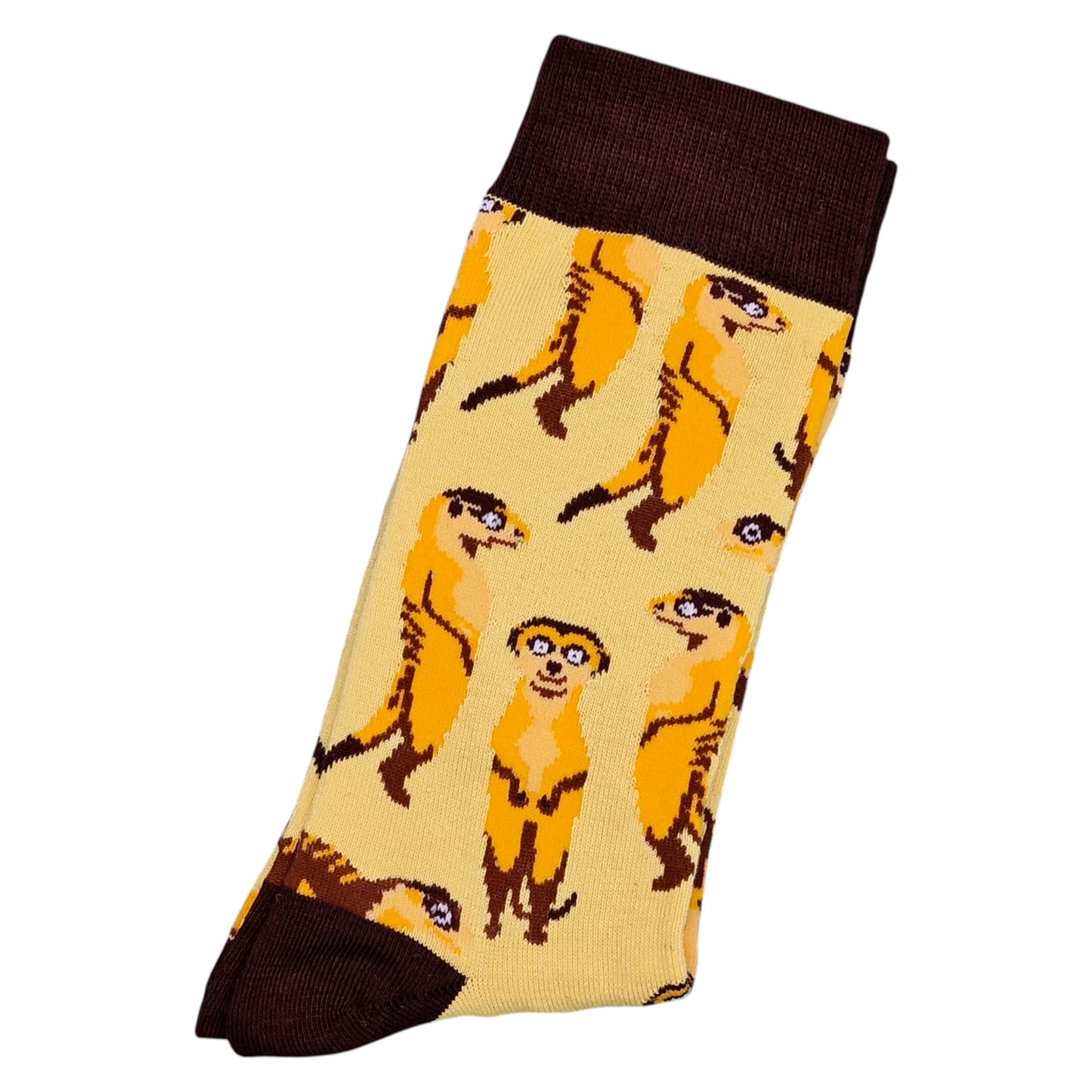 Meerkat Mania In The Desert Quirky Pattern Mens Mustard Yellow Sock Shack Socks