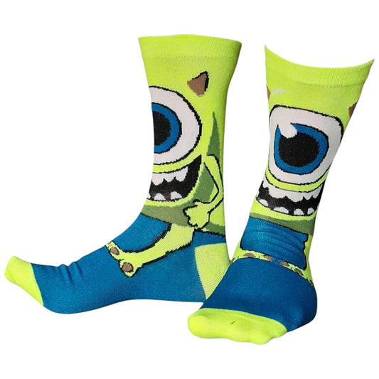 Monsters, Inc. Mike Wazowski Scary Full Foot Mens Green Sock Shack Socks