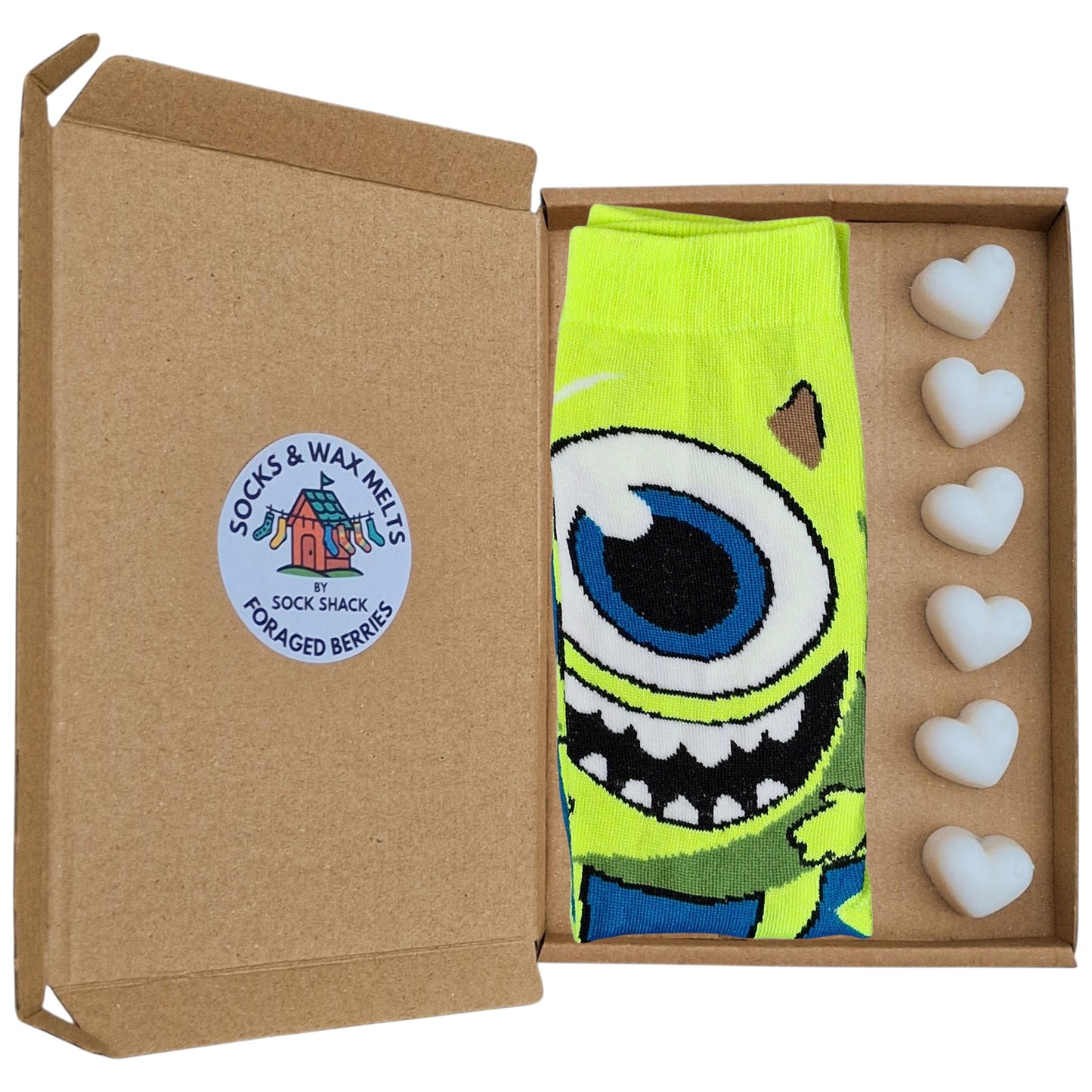 Monsters, Inc. Mike Wazowski Scary Full Foot Mens Green Socks & Wax Melts Gift Set
